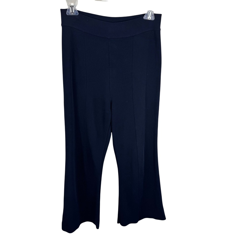 Stella McCartney Navy Blue Knit Boot Cut Cropped Pants 42 Small 4 6 Italy‎